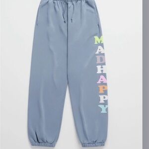 Madhappy Blue Track Pants with Multicolor Logo